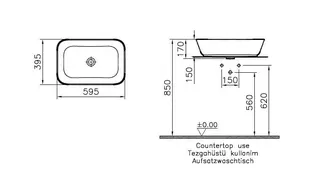 VitrA Aufsatzschale Geo eckig 595 x 395 mm geschliffen Weiß Hochglanz – Bild 2