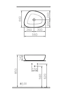 VitrA Aufsatzschale Outline asymmetrisch 550 x 430 mm CERAFINE Edelweiß VC – Bild 2