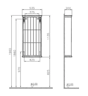 VitrA Wandregal Valarte 535 x 1135 mm 2 Glaseinlegeböden Grau Matt – Bild 2
