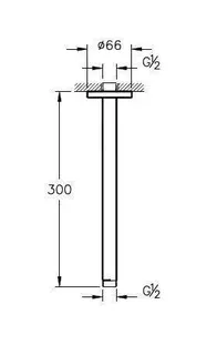 VitrA Deckenarm Origin h: 300 mm G 1/2" Schwarz Matt – Bild 2
