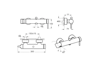 VitrA Einhebel-Wannen-Brausearmatur Origin Aufputzmontage Chrom – Bild 2