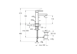 VitrA Einhebel-Waschtischmischer Origin Excenter h: 185 mm Einlochmontage Chrom – Bild 2