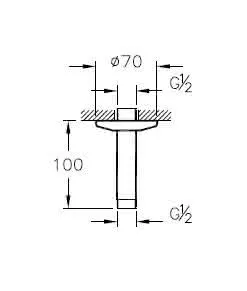 VitrA Deckenarm Origin h: 100 mm G 1/2" Nickel gebürstet – Bild 2