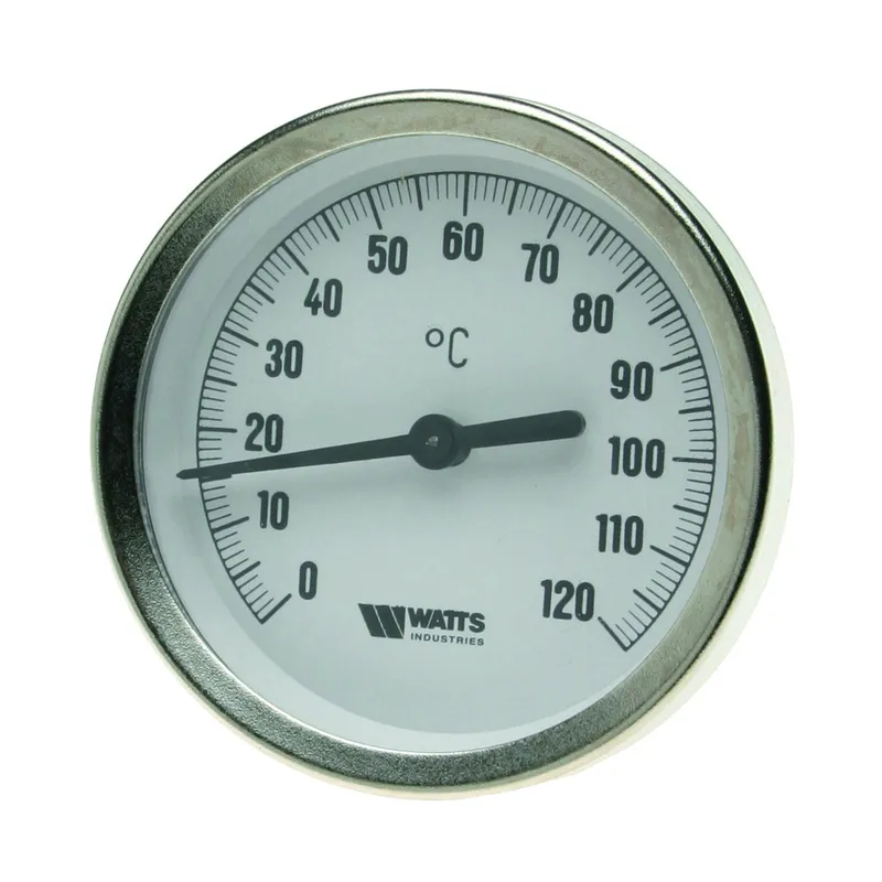 WATTS Bimetall-Zeigerthermometer Typ: F+R801 63/100OR,d63mm,TH100mm,0-120Gr. C