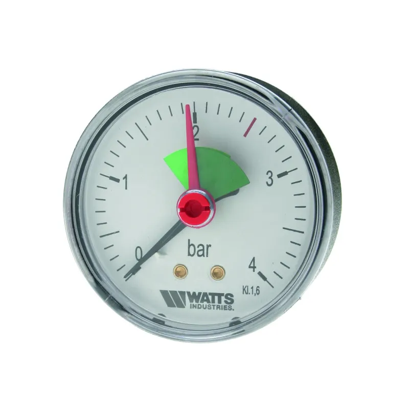 WATTS Heizungsmanometer axial F+R101 d 63/0-4bar, G3/8B m.Zeiger u. Sektor