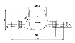DM Mehrstrahl-Volltrockenläufer kalt Q3 4,0 G1 AG BL 190mm Horizontal – Bild 2