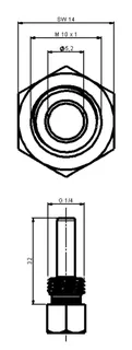 DM Tauchhülse G1/4 AG M10 x 1 - 5,2mm inkl. Schutzkappe und Teflon-Dichtung – Bild 2