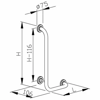 EWAR Winkelhaltegriff 90G 750x400R BF620 BxTxH:793x443x106mm, geschliffen – Bild 2