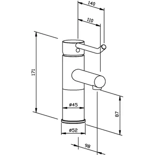EWAR Waschtischarm. ND la. Hebel WA200-1 BxTxH:52x185x171mm, geschliffen – Bild 2