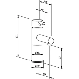 EWAR Waschtischarmatur ND k. Hebel WA200 BxTxH:52x155x171mm, geschliffen – Bild 2