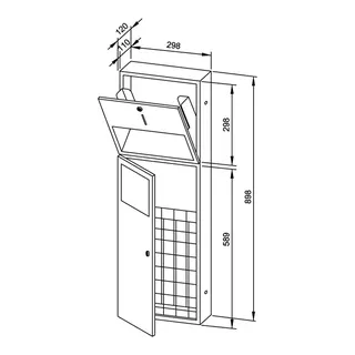 EWAR Kombination Papier/Abfall WP530 BxTxH:298x120x898mm, geschliffen – Bild 2