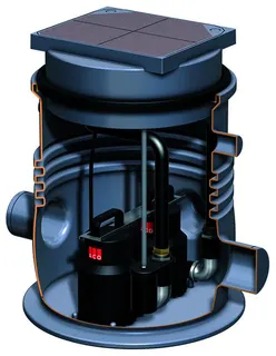 ACO Hebeanlage Sinkamat-K50/1 2Pumpen Beh.PE Deck.360x300mm/P2:0.13kW Wendepl.