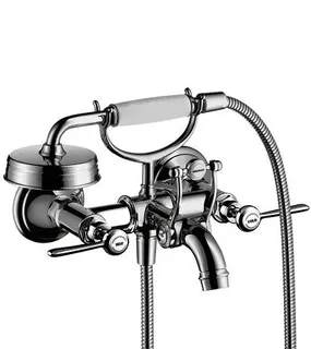 Hansgrohe Zweigriff Wannenarmatur Aufputz Axor Montreux Hebelgriff brushed nickel – Bild 3