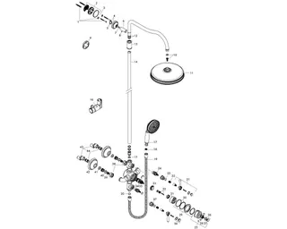 Hansgrohe Showerpipe Axor Montreux brushed nickel m.Thermostat Hebelgriff – Bild 5