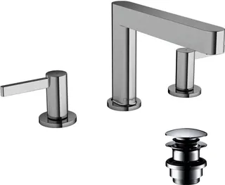 Hansgrohe 3-Loch Waschtischarmatur 110 Finoris mit Push-Open Ablaufgarnitur chrom – Bild 3
