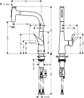 Hansgrohe Spültischmischer 240 Metris Select M71 Ausziehbrause 2jet chrom – Bild 2