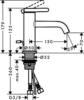 Hansgrohe Waschtischmischer 70 Axor One mit Hebelgriff u.Zugstangen-Ablaufg.chr. – Bild 4
