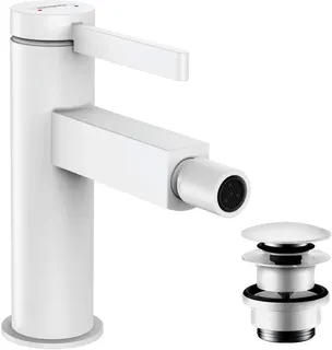 Hansgrohe Bidetmischer Finoris mit Push-Open Ablaufgarnitur mattweiss – Bild 3