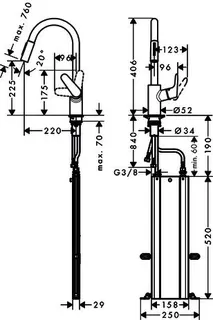 Hansgrohe Spültischmischer 240 Focus M41 Ausziehbrause 2jet sBox edelstahl-optik – Bild 5