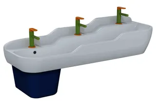 VitrA Reihenwaschtisch Sento Kids 125 cm 3 Höhen mit Überlauf Weiß Hochglanz