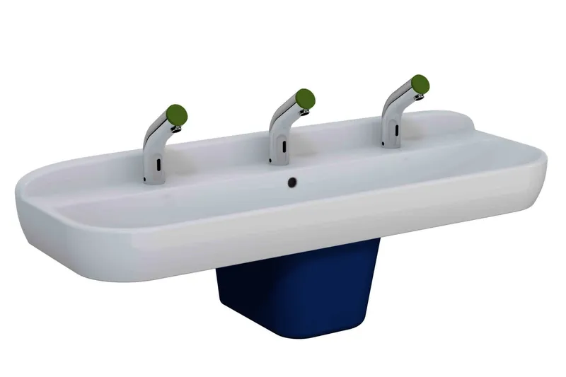 VitrA Waschtisch Sento Kids 125 cm 3 Hahnlöcher mit Überlauf Weiß Hochglanz