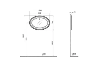 VitrA LED-Spiegel Valarte 1000 x 700 mm LED oval MDF lackiert Stahlblau – Bild 2