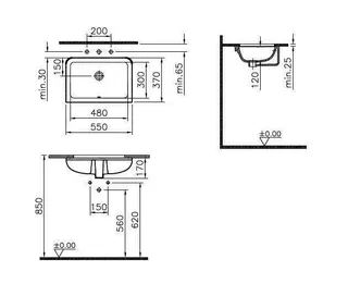 VitrA Unterbauwaschtisch S20 475 x 300 mm rechteckig Überlaufloch Weiß Hochglanz – Bild 2