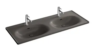 VitrA Doppelmöbelwaschtisch Equal 1300 mm 2 Hahnlöcher/Überlauf Steingrau Matt