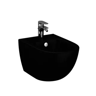 VT Wand-Bidet Sento 365 x 540 mm V-Fit Hahnloch Überlaufloch Schwarz Matt