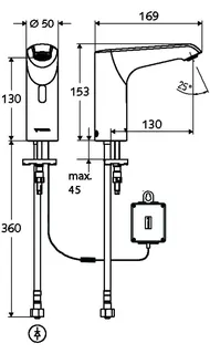 SCHELL Waschtisch-Arm. XERIS E HD-K, Elektron. Kaltwasser, Batteriebetrieb, mid, chrom – Bild 2