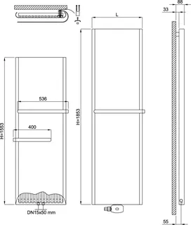 sanibel-Designbadheizkörper S4 A20 1-reihig 55xBH1853xBL667mm Anthrazitgrau – Bild 2