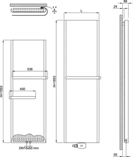 sanibel-Designbadheizkörper S4 A20 2-reihig 64xBH1853xBL531mm Anthrazitgrau – Bild 2