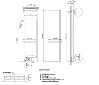 sanibel-Designbadheizkörper S4-E Elektro A20 BH 1500mm BL 470mm Anthrazitgrau – Bild 2