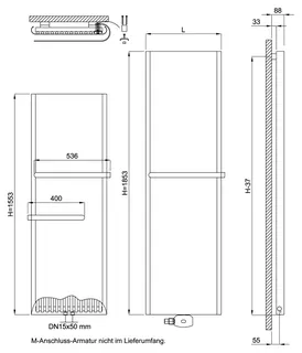 sanibel-Designbadheizkörper S4 A20 1-reihig 55xBH1853xBL667mm Schwarz samtm – Bild 2
