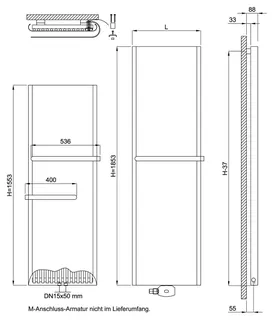 sanibel-Designbadheizkörper S4 A20 1-reihig 55xBH1553xBL531mm Schwarz samtm – Bild 2