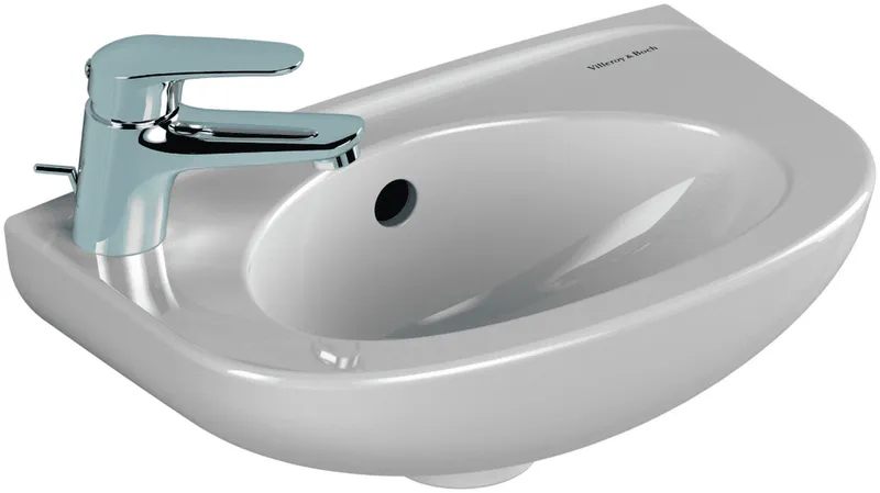 Villeroy & Boch Handwaschbecken Newo 400x250mm Oval 1HL. links mit Überlauf Weiß Alpin