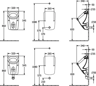 Villeroy & Boch Absaug-Urinal Newo 340x320x545mm Rechteck Zulauf von oben Weiß Alpin – Bild 4