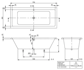 Villeroy & Boch Badewanne Newo 1800x800x440mm Duo Rechteck Weiß Alpin – Bild 2