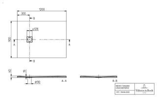 Villeroy & Boch Duschwanne Newo 1200x900x40mm re-eckig Weiß Alpin – Bild 3