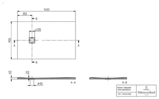 Villeroy & Boch Duschwanne Newo 1400x900x40mm re-eckig Weiß Alpin – Bild 3