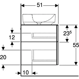 Geberit VariForm US für AS-Waschtisch, m. 3 Schubl. 120x55x51cm, Eiche – Bild 5