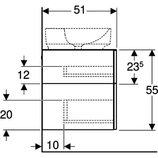 Geberit VariForm US für AS-Waschtisch, m. 3 Schubl. 135x55x51cm, Eiche – Bild 5