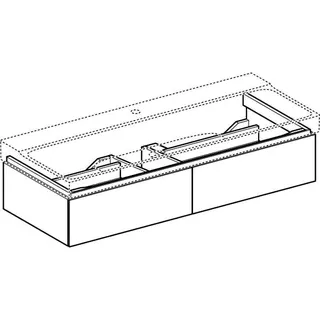 Geberit Xeno2 Unterschrank f. Waschtisch m. B:120cm m. 2 Schubl., 117,4x22x46,2cm, weiß – Bild 3