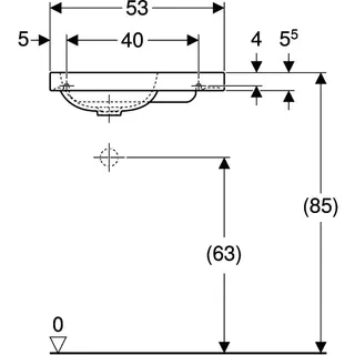 Geberit iCon Light Handwaschbecken 53x31cm Ablg./ohne Hahnloch rechts, ohne Überlauf, weiß – Bild 4
