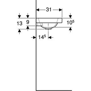 Geberit iCon Light Handwaschbecken 53x31cm Ablg./ohne Hahnloch rechts, ohne Überlauf, weiß – Bild 5
