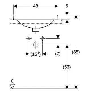 Geberit VariForm Einbauwaschtisch, rund m.HLB, d:48cm, mit Überlauf, gl, weiß, KeraTect – Bild 4