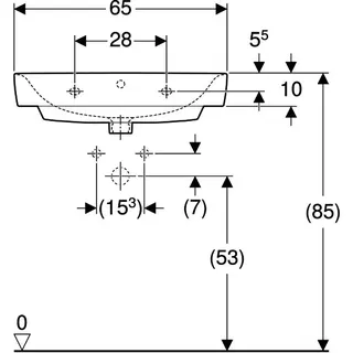 Geberit Renova Compact Waschtisch, 65x40cm ohne Hahnloch, mit Überlauf, weiß – Bild 4