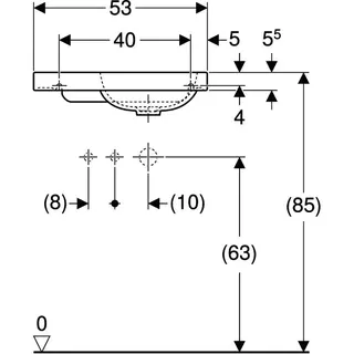 Geberit iCon Light Handwaschbecken 53x31cm Ablg./Hl. links, ohne Überlauf, weiß – Bild 4
