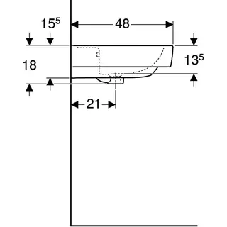Geberit Renova Plan Waschtisch, 65x48cm ohne Hahnloch, mit Überlauf, weiß – Bild 5
