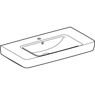 Geberit Renova Plan Waschtisch mit Ablagefl., 90x48cm mit Hahnloch, mit Überlauf, weiß – Bild 3